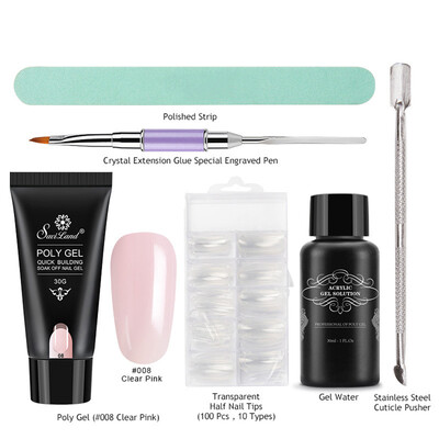 

6PcsSet Poly Gel Nail Art Kit Quick Building Gel UV LED Builder Soak Off Gel Nail Extension Tools