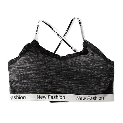

Letter Print Sexy Bra Women One Piece Wireless Removable Padded Bra Lace Bralette Crop Top Push Up Bra Underwear Women