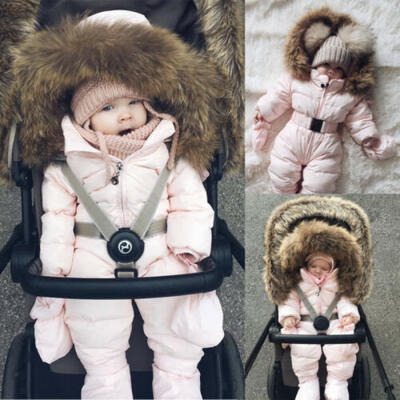 

Toddler Baby Winter Clothes Girl Hooded Down Coat Jacket Outwear Romper 1-Piece