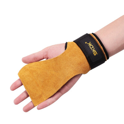 

Gymnastics Gloves Hand Grips Anti-Skid Gym Fitness Cowhide Weight Lifting Training Hand Wrist Support