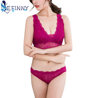

2018 Luxurious Noble Seamless Wire Free Glossy Face Sexy Women Lace Bra Set Shakeproof Lingerie Ultrathin Transparent Briefs Set