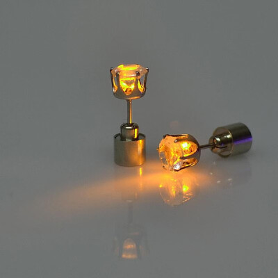 

LED Luminous Zirconia Stone Ear Stud Earrings for Nightclubs Dance Party Accessories Light Up LED Bling Ear Studs