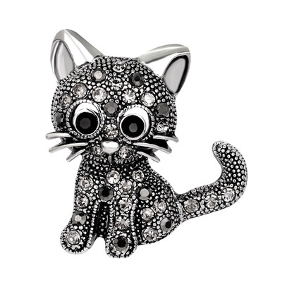 

Cute Little Cat Brooches Pin Up Jewelry For Women Suit Hats Clips Corsages Brand Bijoux Brooch Bijouterie