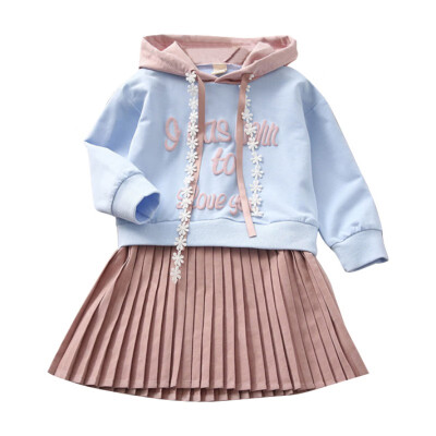 

2-11T 2018 High Quality New-arrival Fashion Girls Long-sleeve Hooded Pleated Dress Children Casual Dress Baby Outfits