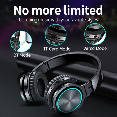 

Popular LED Color Gradient Light Wireless Bluetooth Music Headset Foldable Surround Stereo Sound Sports Headset Game Headset