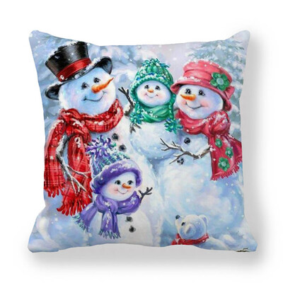 

Cute Santa Claus Deer Christmas Snowman Printed Pillowcase Cushion Cover Xmas Party Home Decor
