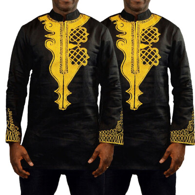 

Toponeto Fashion Men Africa Summer Bohe Long Sleeve Basic T Shirt Blouse Fit Slim Top