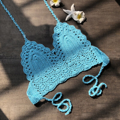 

Women Crochet Bralette Bra Summer Boho Beach Bikini Halter Cami Tank Crop Top