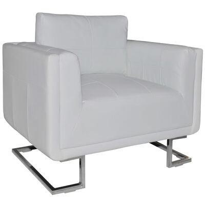 

Luxury Leather Cube Armchair White with Chrome Feet