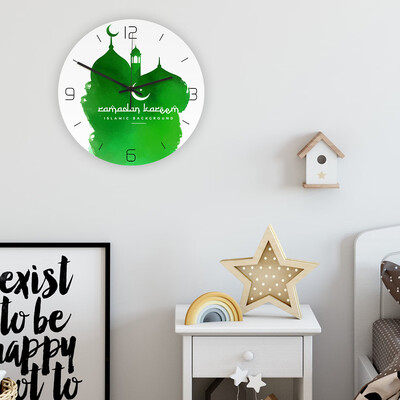 

Gobestart Frameless 3D Wall Clock Decal Sticker Muslim Ramadan Mubarak Home Decor