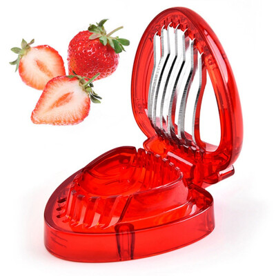 

Red Plastic Strawberry Slicer with Stainless Steel Blades Fruit Cutter Chopper Cake Decoration