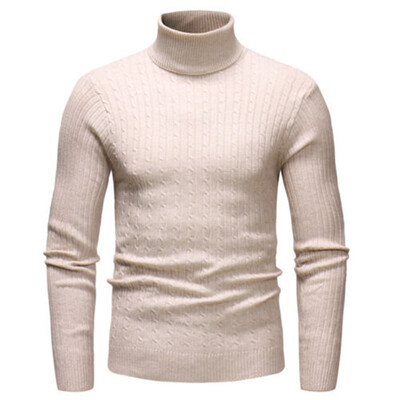 

Mens Knitted Slim Roll Turtle Neck Pullover Long Sleeve High Collar Warm Jumper Sweater Tops Plus Size