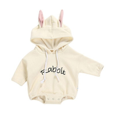 

Autumn Infant Baby Girls Boys Bodysuit Long Sleeve Letters Printed Hoodie Ear Design Kids Bodysuit Jumpsuit