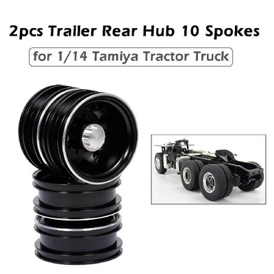 

2pcs Trailer Rear Hub Aluminum Alloy Rim 10 Spokes for 114 Tamiya Tractor Truck RC Climber Trailer