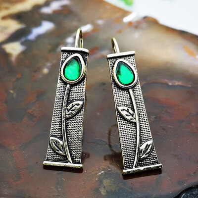 

Vintage Jewelry New 925 Sterling Silver Ruby Earrings Dangle Hoop Emerald Gemstone Earrings Stud Ear Wedding Engagement Gifts
