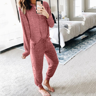

Tailored Women Fashion Fall Casual Comfortable Tops And Pants Two Sets Of Sets