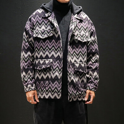 

Toponeto Mens Fashion Winter Printing Blouse Fashionable Tops Cardigan Hooded Coat