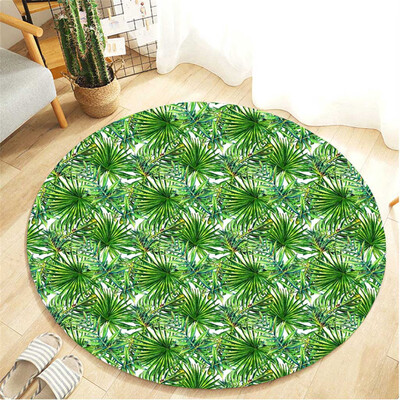 

Toponeto Tropical Plant leaves Pattern Round Flannel Bathroom Kitchen Carpet 80cm