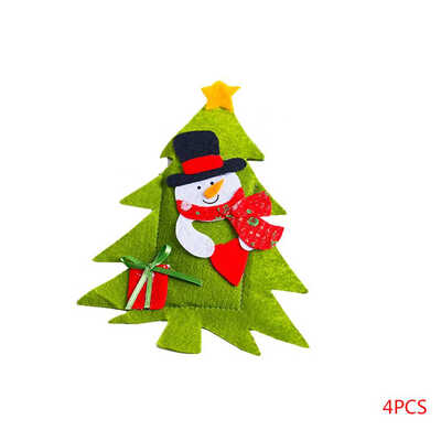 

Christmas Xmas Tree Snowman Fork Cutting Utensil Spoon Case Sleeve Protector Clothes Bag Tableware Decoration