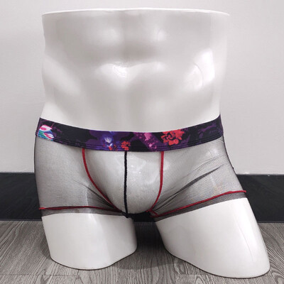 

Mens Sexy Low Rise See Through Mesh Boxer Brief Shorts Elastic Thongs Underwear