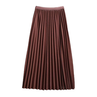

Womens Skirt High Waist Pleated Spring Autumn Fashion Solid Color Half Length Elastic Skirt Lady Black White Skirts