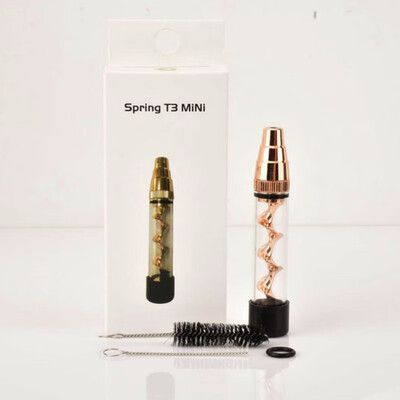 

6 Colors Spring t3 miniSpring t5 mini Smoking Twisty Glass Blunt Pipe Tube Obsolete With Cleaning Kits fashion