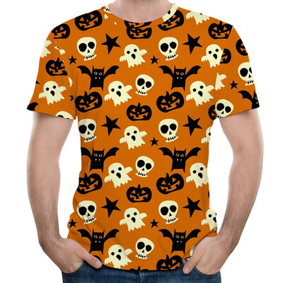 

Toponeto Halloween Men Horror 3D Print O-Neck Short Sleeve T Shirt Tops Blouses