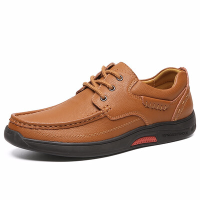 

Mens outdoor casual leather shoes low-top lace-up sneakers hiking shoes