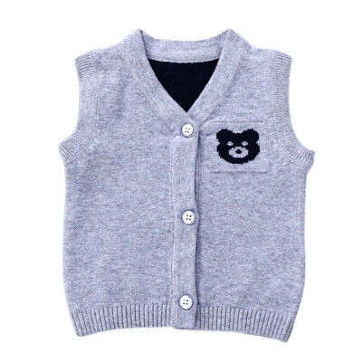 

Autumn Winter Newborn Baby Boys Girls Cartoon Knitted Vest cardigan Coat Infant Top Sleeveless Sweaters Outerwear Clothes Wear