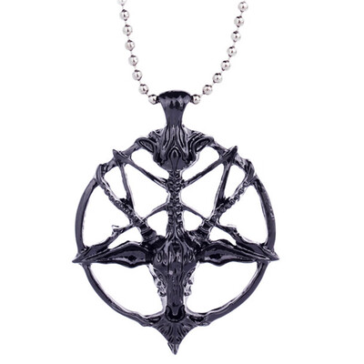 

1Pc Fashion Retro Pentagram Pan God Skull Goat Head Pendant Necklace Luck Satanism Occult Metal Vintage Silver Star Necklace