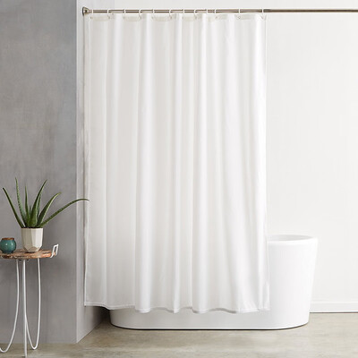 

Fabric Shower Curtain Plain White Extra Wide Extra Long Standard With Hooks Ring