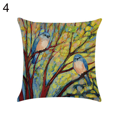 

Branch Bird Linen Throw Pillow Case Protector Cushion Cover Sofa Home Decor