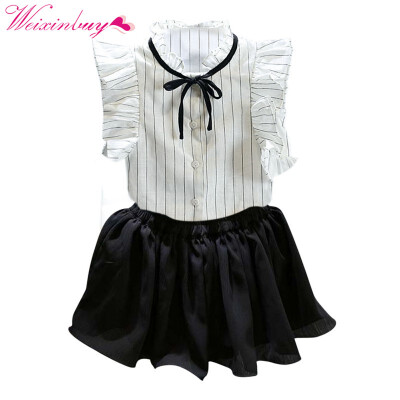 

Shirt Top Skirt Baby Girl Clothes Set Fashion T-shirt Stripe Skirt Baby Clothes Summer Shirts School Clothes