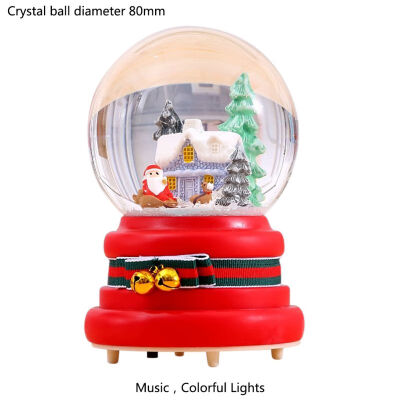

Lighting Music Box Santa Claus Elk Snow Old Man With A Bag Crystal Ball For Christmas Gift Tabletop Decoration Home Ornament