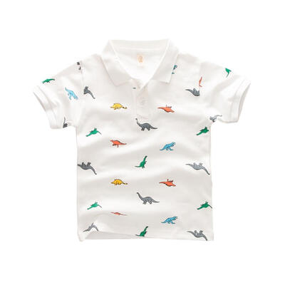 

Summer Baby Boy Short Sleeve Shirts For Kids Turndown Cotton Casual Tops Tees 3-8T