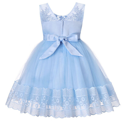 

Childrens Princess Dress Summer Bowknot Sleeveless Embroidery Childrens Pengpeng Performing Dresses Girl Dress