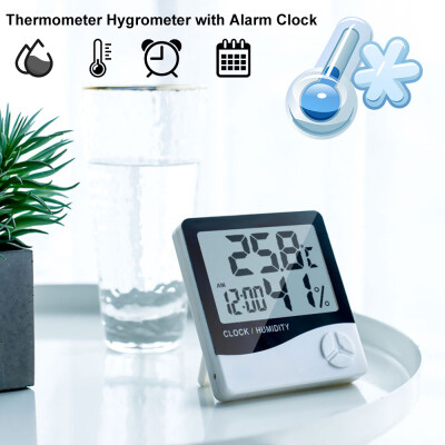 

LCD Digital Indoor Thermometer Hygrometer Room Temperature Humidity Gauge Meter with Alarm Clock