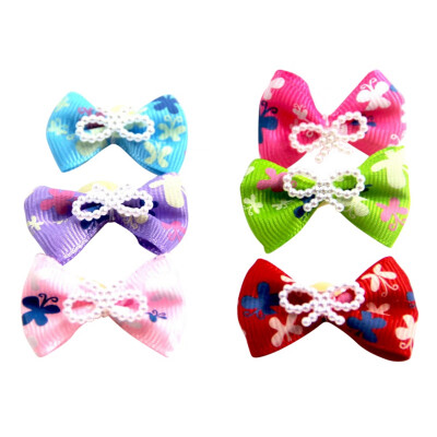 

10 Pcs Pet Christmas Gift Pet Cat Puppy Bow Knot Headdress with Rubber Bands Color Random