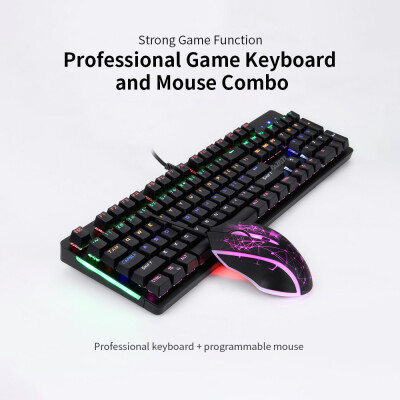 

AJAZZ Mechanical Keyboard&Mouse Combo N-Key Rollover Red Switch Wired Gaming Mouse Backlit Keyboard 2400DPI 104Keys