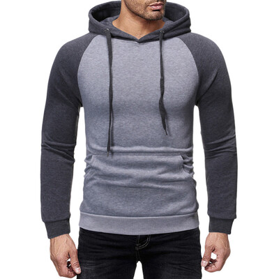 

Toponeto Men Autum Winter Long Sleeve Hooded Sweatshirt Patchwork Outwear Tops Blouse