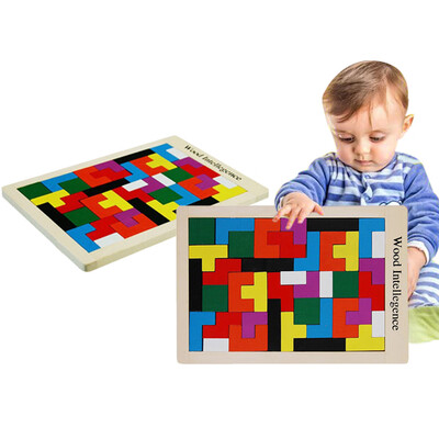 

YIWULAKIds Wooden Jigsaw Cube Puzzle Toy Tetris Block Building Game Colorful