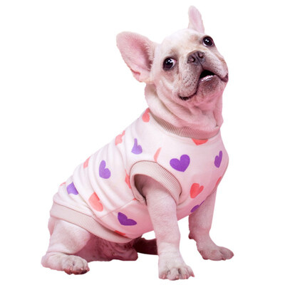

Breathable Vest Cat Dogs Clothes Cotton T Shirt Love Hearts Pattern Puppy Summer Spring Apparel Clothes for Teddy