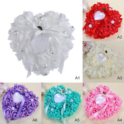 

Wedding Heart-shape Flowers for Wedding Ring Box Pillow Valentines Day Gift Ring Pillow Cushion Bridal Ceremony Wedding Decor