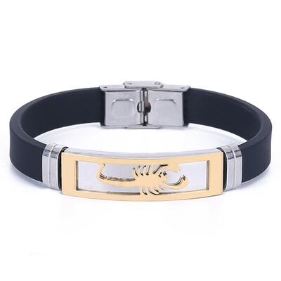 

New Silicone Stainless Steel Mens Fashion Scorpion Style Bracelet Holiday