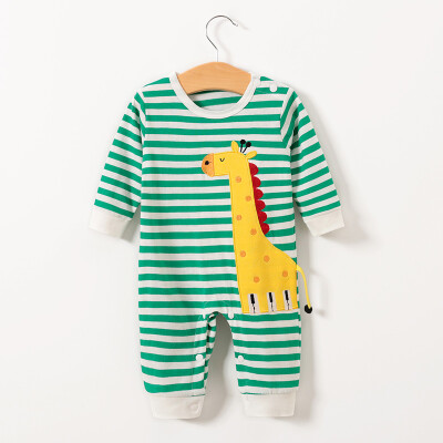 

Autumn Baby Girl Boy Casual Romper Infant Cartoon Stripe Print Long Sleeve Children Bodysuit Jumpsuit Outfits