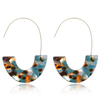 

2019 New Fashion Leopard Grain Multi-Color Big Hook Acrylic Earrings Special Design Semicircle Resin Drop Earring Jewelry