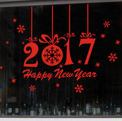 

Gobestart New Year 2017 Merry Christmas Wall Sticker Home Shop Windows Decals Decor