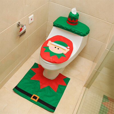 

Tailored 3PCS Fancy Santa Toilet Seat Cover&Rug Bathroom Set Christmas Decor