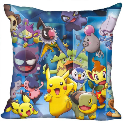 

Pokemon Pillow Cover Bedroom Home Office Decorative Pillowcase Square Zipper Pillow Cases Satin Fabric No Fade