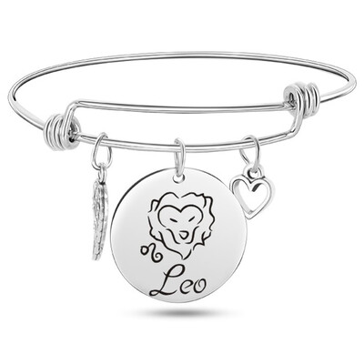

12 Constellation Wire Stainless Steel Bracelet Birthstone Bangle Bracelets Charm Bracelet